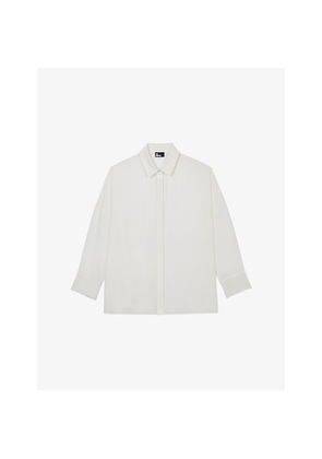 Womens The Kooples Straight-Hem Silk Shirt