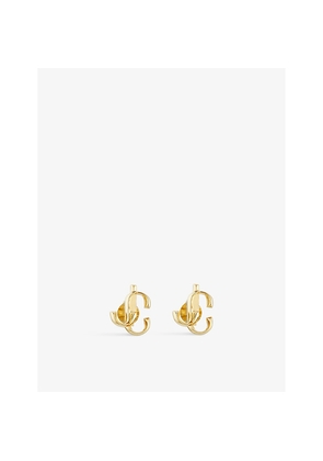 Womens Jimmy Choo Jc Logo-Embellished Gold-Toned Brass Stud Earrings
