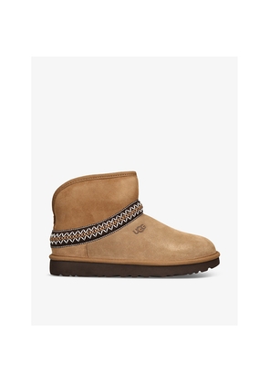 Womens UGG Classic Mini Crescent Suede and Shearling Boots