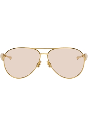 Bottega Veneta Gold Sardine Aviator Sunglasses