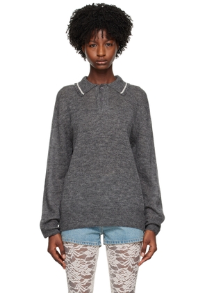 We11done Gray Frayed Polo