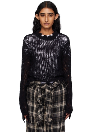 OPEN YY Black Distressed Crop Knit Sweater