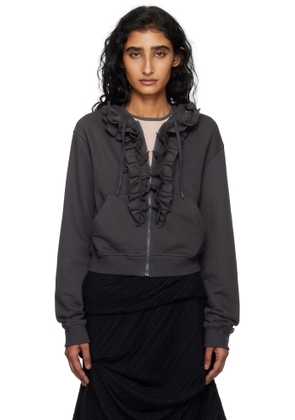 OPEN YY Gray Ruffle Hoodie