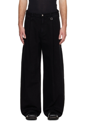 WOOYOUNGMI Black Wide Folding Jeans