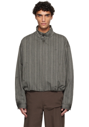 WOOYOUNGMI Gray High-Neck Banded Wool Jacket