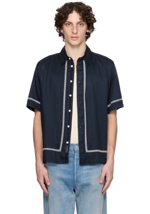 rag & bone Navy Dalton Embroidered Shirt