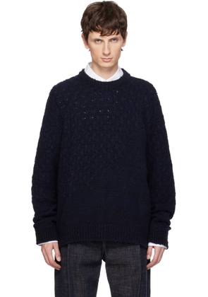 WOOYOUNGMI Navy Wool Blend Cable Sweater