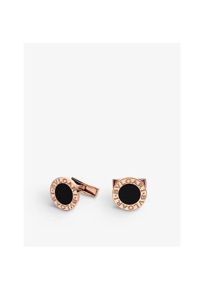 Mens Bvlgari Bvlgari 18ct Rose-Gold and Onyx Cufflinks