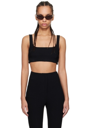 Nanushka Black Anouk Seersucker Bralette Top
