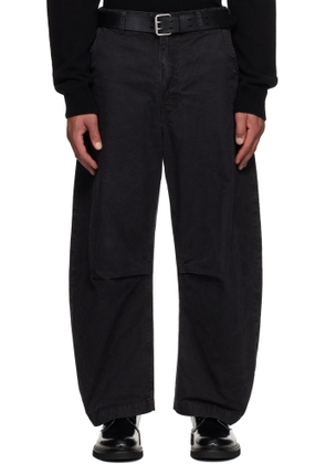 Comme des Garçons Homme Black Cotton Oxford Garment Treated Trousers