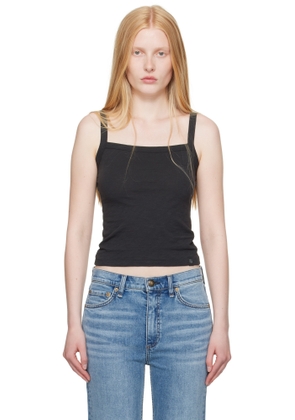 rag & bone Black 'The Slub Square Neck' Tank Top