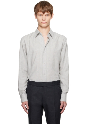 TOM FORD Gray Cashmere Melange Fluid Fit Shirt