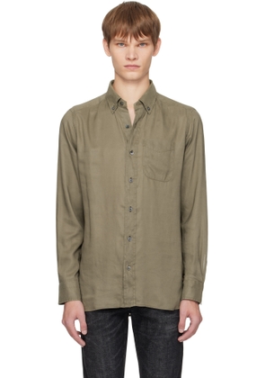 TOM FORD Khaki Gabardine Slim Fit Shirt