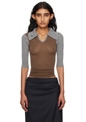 Kiko Kostadinov Khaki & Gray Larissa Knit Polo