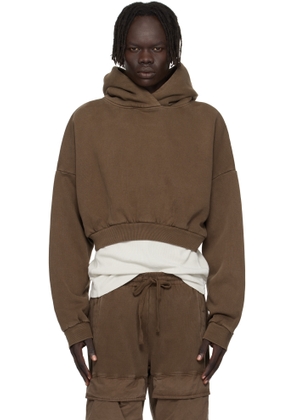Entire Studios Brown Cropped Heavy Hoodie