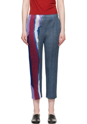 PLEATS PLEASE ISSEY MIYAKE Blue Grainy Colors Trousers