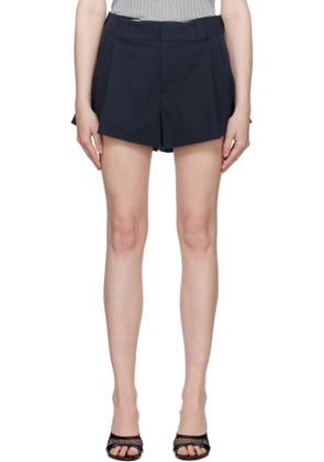 Alexander Wang Navy Box-Pleated Workwear-Inspired Shorts