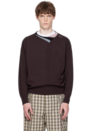 Kiko Kostadinov Brown Vig Multi Collar Sweater
