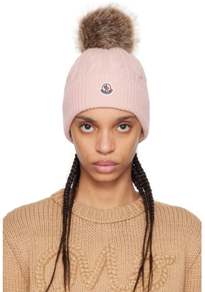 Moncler Pink Wool & Cashmere Pom Pom Beanie