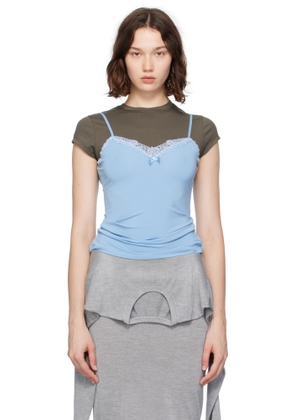 Acne Studios Gray & Blue Layered Strap T-shirt