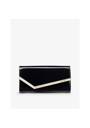 Womens Jimmy Choo Emmie Contrast-Trim Patent-Leather Clutch Bag