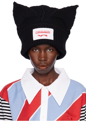 Charles Jeffrey LOVERBOY Black Supersized Chunky Ears Beanie