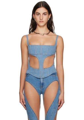 Mugler Blue Illusion Denim Tank Top