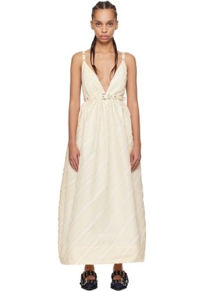 GANNI Off-White Stripe Strap Maxi Dress
