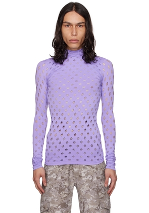 Maisie Wilen Purple Perforated Turtleneck