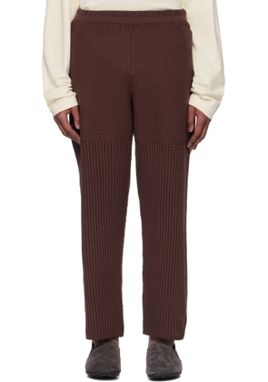 HOMME PLISSÉ ISSEY MIYAKE Brown Rustic Knit Sweatpants