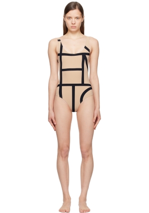 TOTEME Beige & Black Monogram Swimsuit