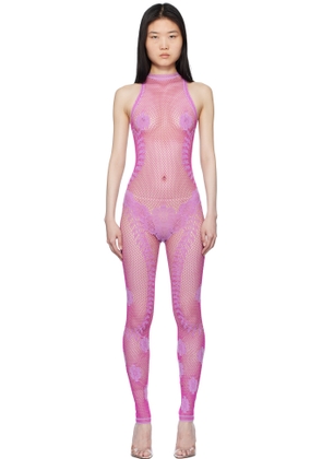 Poster Girl Purple Fetch Halterneck Fishnet Jumpsuit