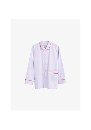 Womens Hay Outline Contrast-Piping Cotton Pyjama Shirt