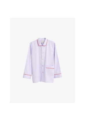 Womens Hay Outline Contrast-Piping Cotton Pyjama Shirt