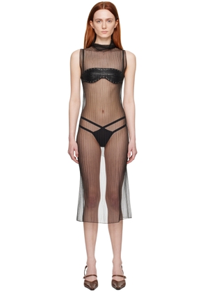 JUNEYEN Black Sheer Midi Dress