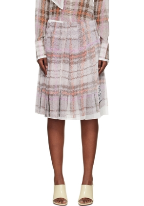 Acne Studios Gray & Pink Printed Silk Midi Skirt