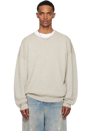 Fear of God ESSENTIALS Beige Merino Long Sleeve Crewneck Sweater