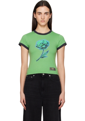 GANNI Green Basic Cotton Jersey Peony Baby Fit T-shirt