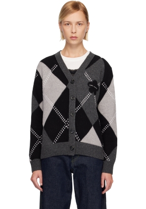 Marc Jacobs Gray Preppy Daisy Argyle Cardigan
