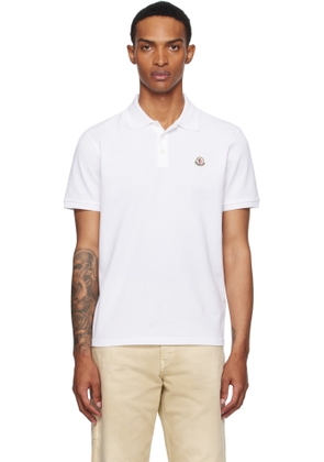 Moncler White Logo Patch Cotton Piquet Polo