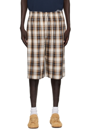 Acne Studios Beige & Black Check Shorts