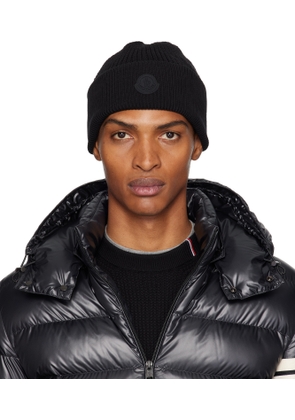 Moncler Black Logo Cotton Beanie