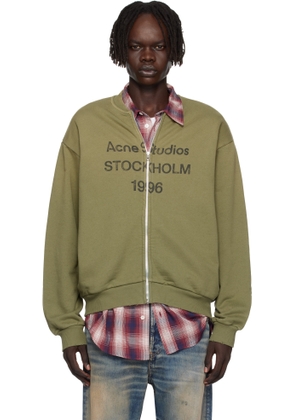 Acne Studios Green Zip-Up Cardigan