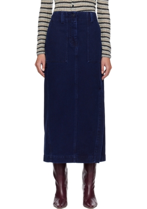 Weekend Max Mara Navy Valika Denim Maxi Skirt