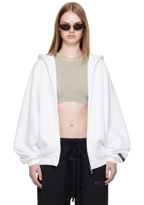Fear of God ESSENTIALS White 90s Fleece Zip-Up Hoodie