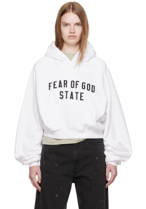 Fear of God ESSENTIALS White Fleece Raglan Hoodie
