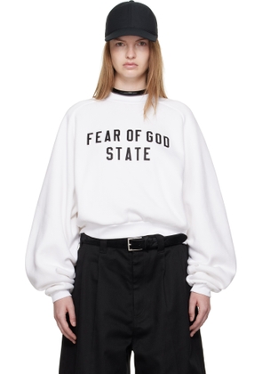 Fear of God ESSENTIALS White Fleece Raglan Crewneck Sweatshirt