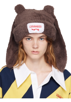 Charles Jeffrey LOVERBOY Brown Fluffy Chunky Rabbit Beanie