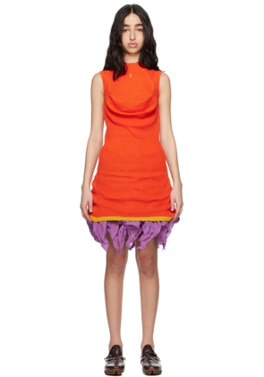 Kiko Kostadinov Orange Vecto Knit Tunic Minidress