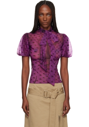 Acne Studios Purple Sheer Bow Blouse